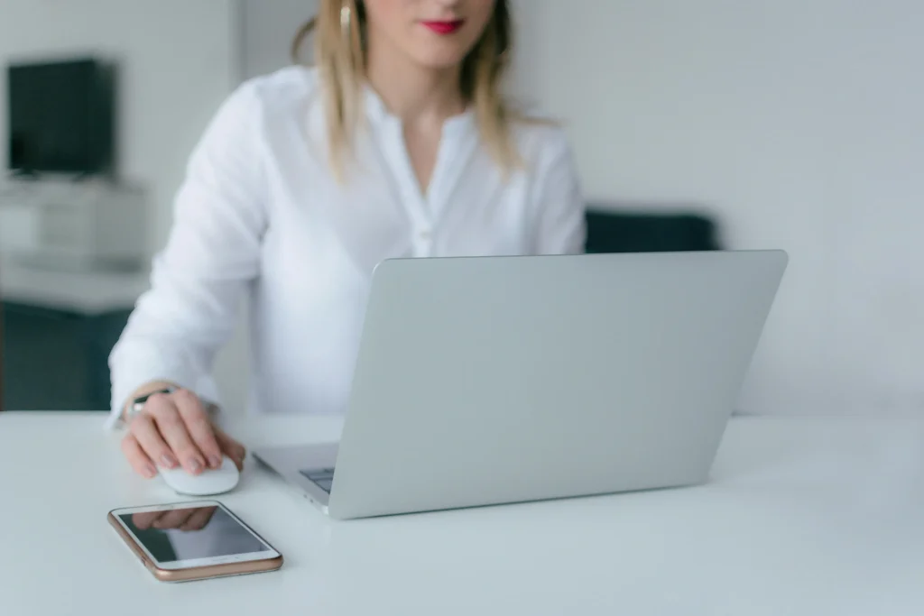 Attorney woman working on her computer.